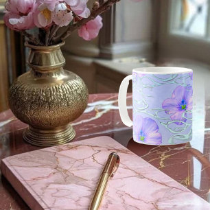 Caneca De Café Capa de telefone Floral Roxo Elegante - Arte Botân