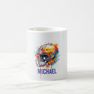 Caneca De Café Capacete de Futebol Motivacional Inspirador Nome