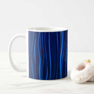 Caneca De Café Capas Azuis Abstratas com Listras Azul-Bebê