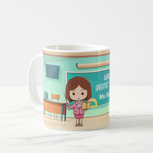 Caneca De Café Capas de Professores Personalizadas - Cabelo Curto (Frente Esquerda)