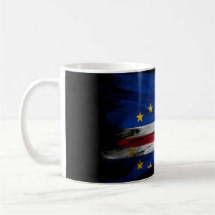 Caneca De Café Cape Verde flag brush stroke, national flag