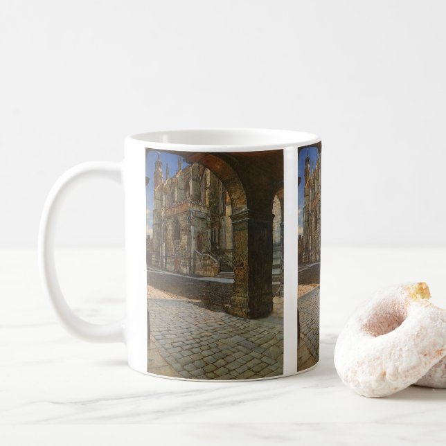 Caneca De Café Capela do Colégio Eton por Anna Alma Tadema (Com Donut)