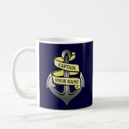 Caneca De Café Capitão de navio customizável sua âncora conhecida