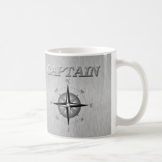 Caneca De Café Capitão de prata com rosa de compasso (Direita)