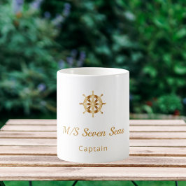 Caneca De Café Capitão do volante do iate de ouro branco