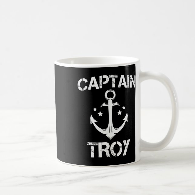 Caneca De Café Capitão Troy Funny Aniversário Personalizado Boat (Direita)