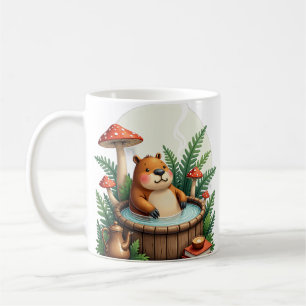 Caneca De Café Capivara Cottagecore de Aguarela de Fonte Termal d