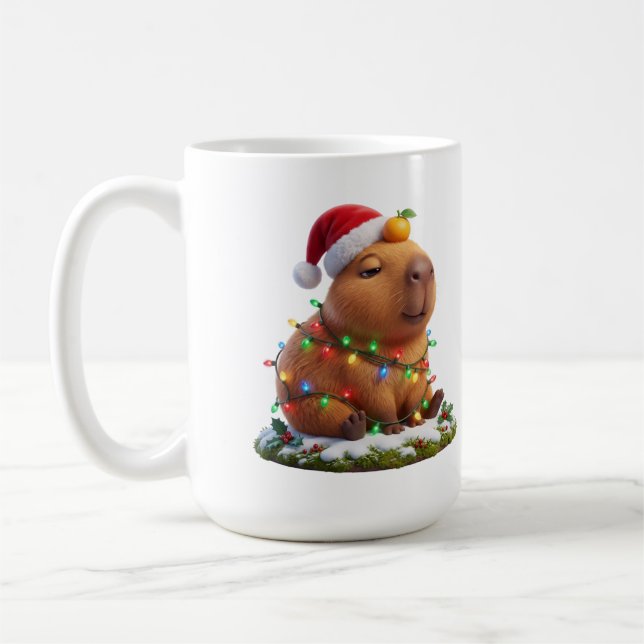 Caneca de Café Capivara Despreocupada em Luzes de  (Esquerda)