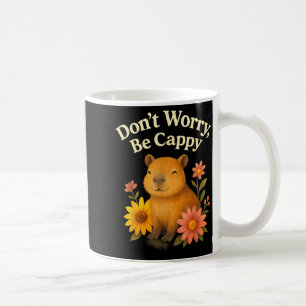 Caneca De Café Capivara Feliz Não se Preocupe Seja Cappy Girassol