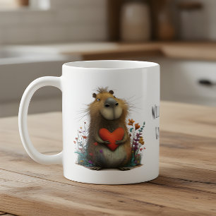 Caneca De Café Capivara Fofa com Coração Você Será Meu Namorado?