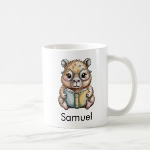 Caneca De Café Capivara Fofa Lendo um Livro Personalizado