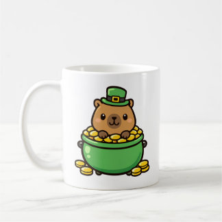 Caneca De Café Capivara Sortuda Pote de Ouro Dia de São Patrício 