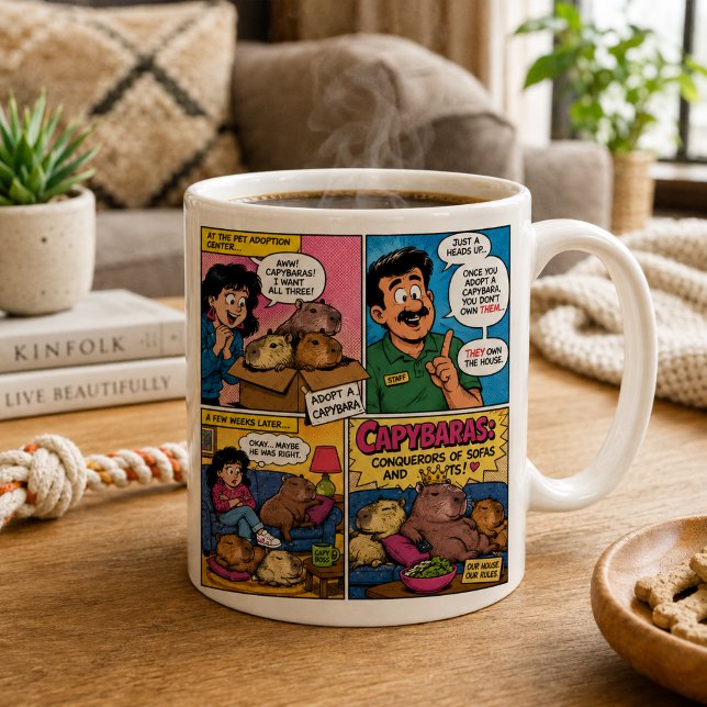 Caneca De Café Capivaras Engraçadas Conquistadoras de Sofás Quadr (Criador carregado)