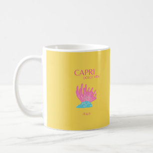Caneca De Café Capri Dolce Vita, Viagem art, amarelo