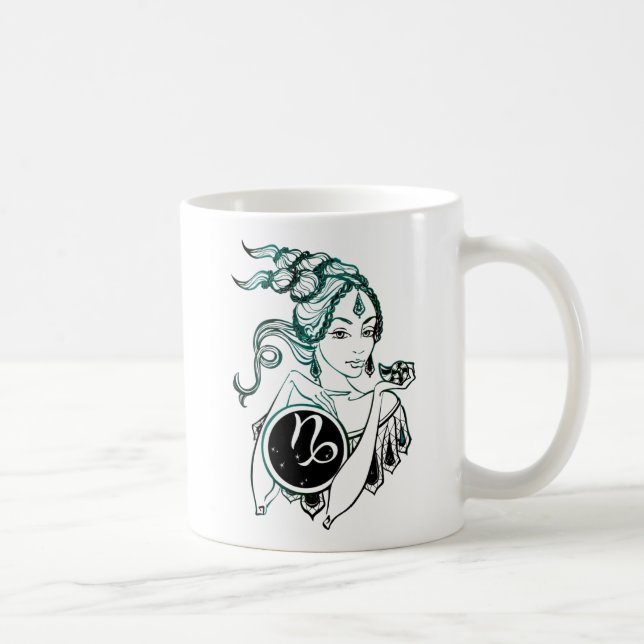 Caneca De Café Capricorn Art Deco Lady (Direita)
