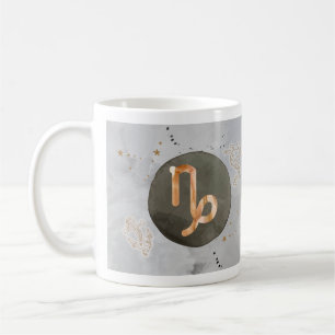 Caneca De Café Capricórnio Cinza Aquarologia Símbolo Zodiac