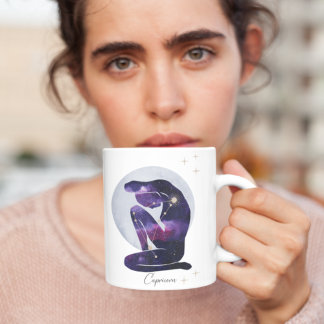 Caneca De Café Capricórnio Feminino Azul Roxo Design
