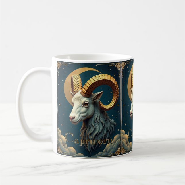 Caneca De Café Capricórnio - Sinal de Estrela do Horoscópio Negro (Esquerda)