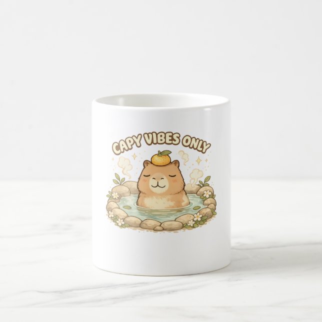 Caneca De Café Capy Vibes Only Fofo Capivara Kawaii (Centro)