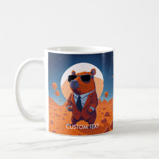 Caneca De Café Capybara Engraçada Personalizada Com Fato Em Marte