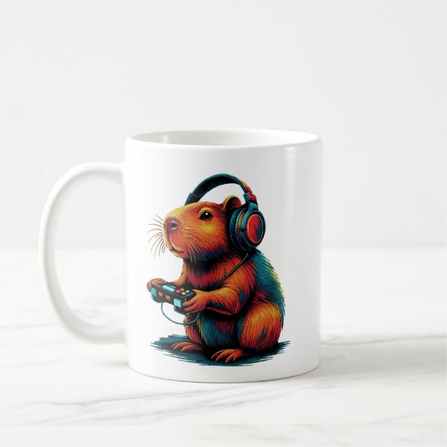 Caneca De Café Capybara Funny Videos games Capybara (Esquerda)