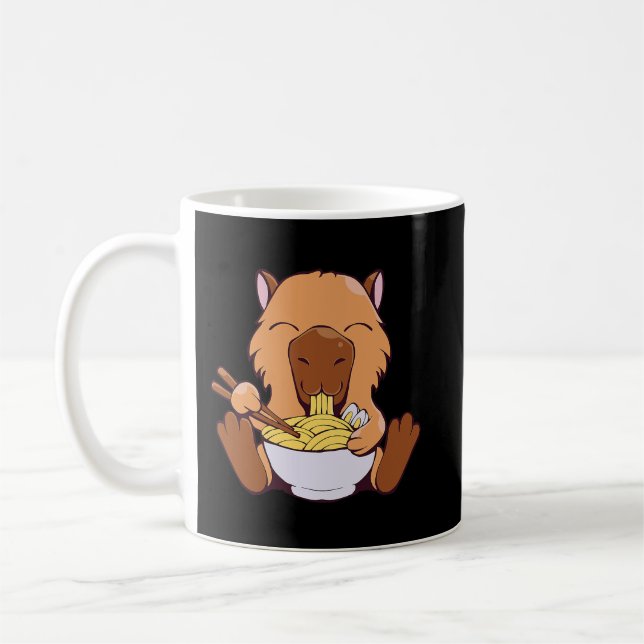 Caneca De Café Capybara Lover Japonesa Capybara Eating Ramen Nood (Esquerda)