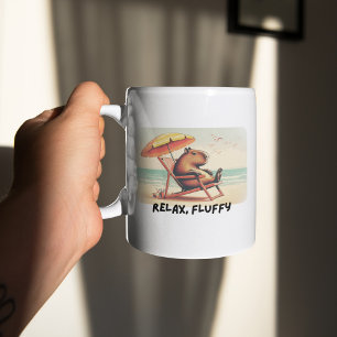 Caneca De Café Capybara na praia diz: Relaxe, Fluffy