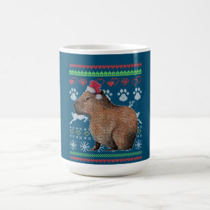Caneca De Café Capybara Papais noeis-Claus Ugly Christmas Sweater