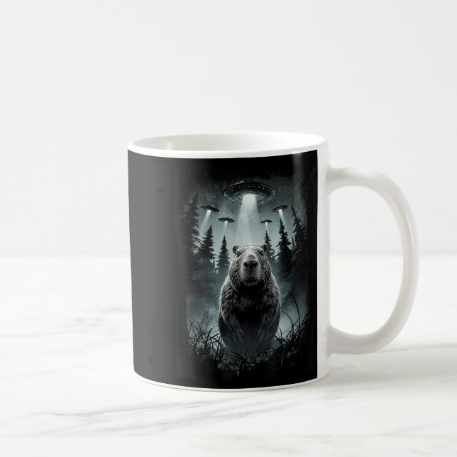 Caneca De Café Capybara Selfie Com Alienígena Ufo Funny Capybara  (Direita)