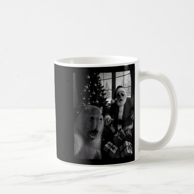 Caneca De Café Capybara Selfie With Santa Funny Capybara For Men  (Direita)