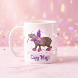 Caneca De Café Capyfairy<br><div class="desc">A cute and funny design featuring an adorable capybara fairy holding a magic wand in her mouth,  surrounded by sparkling stars. She wears fashionable pink shoes. This playful and dreamy illustration is perfect for girls who love magical animals and fairy vibes.</div>