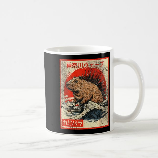 Caneca De Café Capyzilla _ Kanagwa Wave Japan _ Cool Rodent Capyb (Direita)