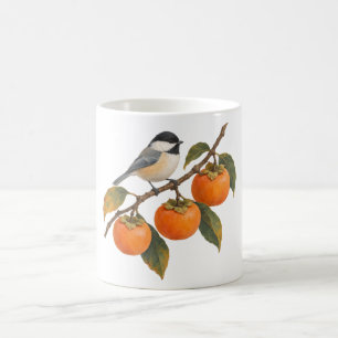 Caneca De Café Caquis e um Pássaro Cantor