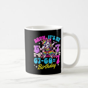 Caneca De Café Cara 67-60=7 7º aniversário unicórnio dançando men