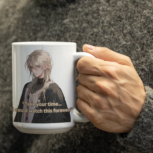 Caneca De Café Cara Bonito de Cabelo Longo e Loura (Criador carregado)