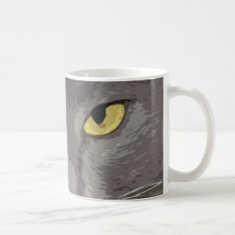 Caneca De Café Cara cinzenta artística do gato