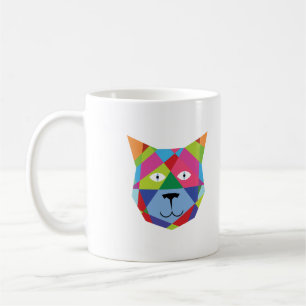 Caneca De Café Cara Colorida de Gato