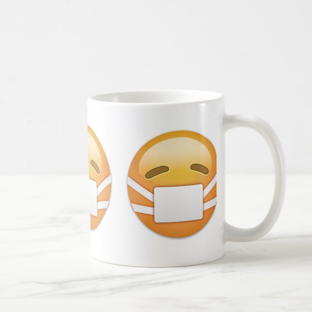 Caneca De Café Cara com máscara médica Emoji (Direita)