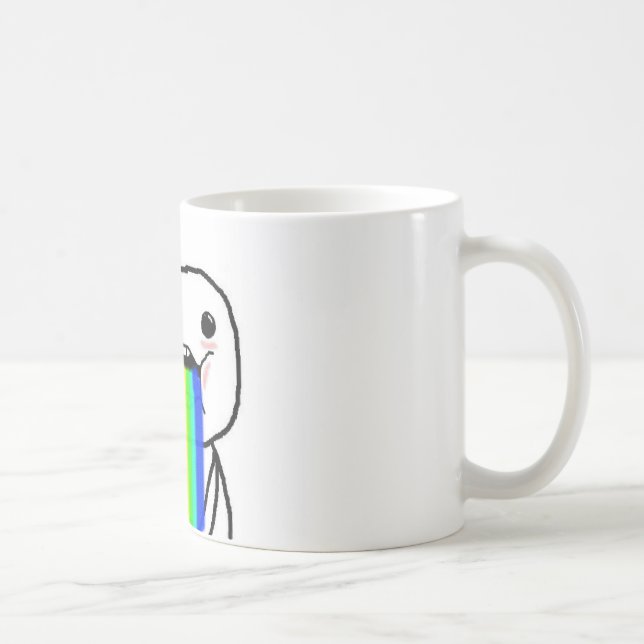 Caneca De Café Cara da cara do computador do arco-íris (Direita)