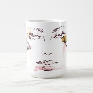 Caneca De Café Cara da composição da aguarela