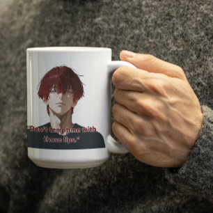 Caneca De Café Cara de Cabelo Vermelho Anime