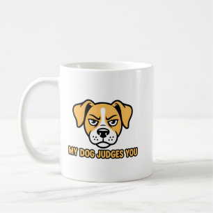 Caneca De Café Cara de Cachorro Julgador Citação Engraçada e Sarc