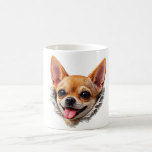 Caneca De Café Cara de Chihuahua Engraçada em Design 3D – Meme de