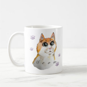 Caneca De Café Cara De Gato Bonita. Gato vermelho.