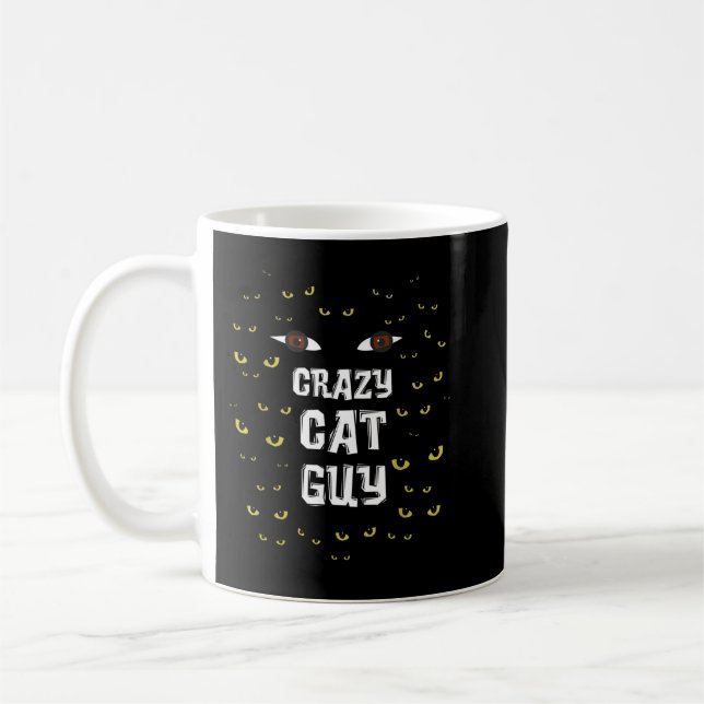 Caneca De Café Cara de Gatos Louca _ Pai de Gato T-Shirt (Esquerda)