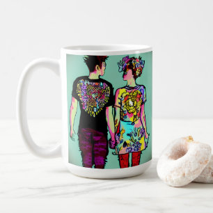 Caneca De Café Cara de Grunge Bonita e Menina de Punk Bonito segu