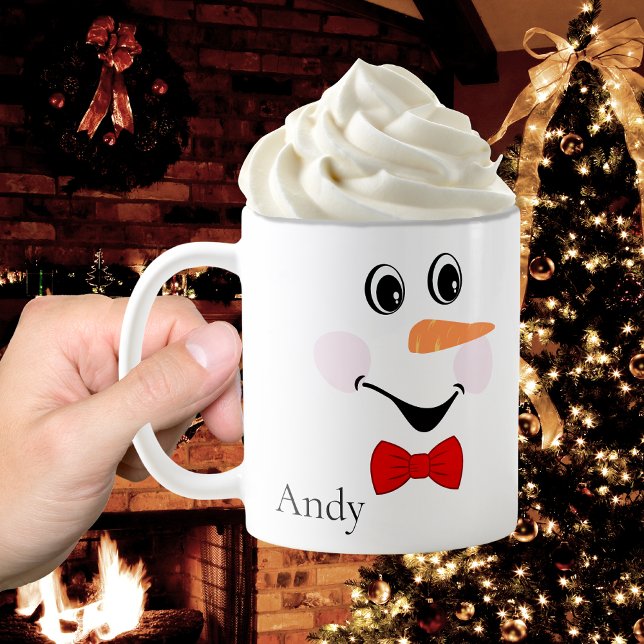 Caneca De Café Cara de Snowman Personalizado Moderno e Bonito (Criador carregado)