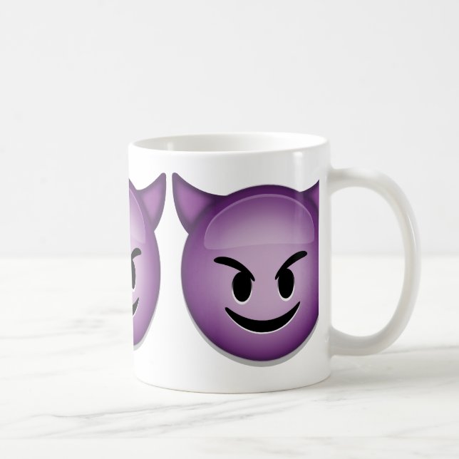 Caneca De Café Cara de sorriso com chifres Emoji (Direita)