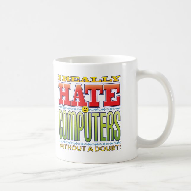 Caneca De Café Cara do ódio dos computadores (Direita)