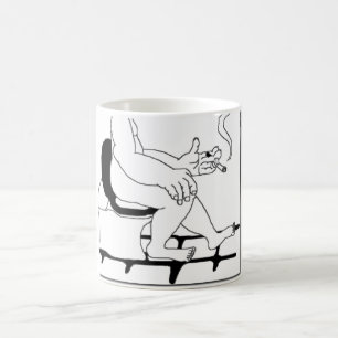 Caneca De Café Cara gorda que fuma no estilo cómico de Manga do